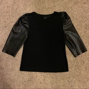 NWOT Faux leather mixed media top